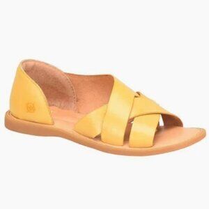 Born Shoes Ithica Yellow Leather Comfort Sandals Womens Size 8